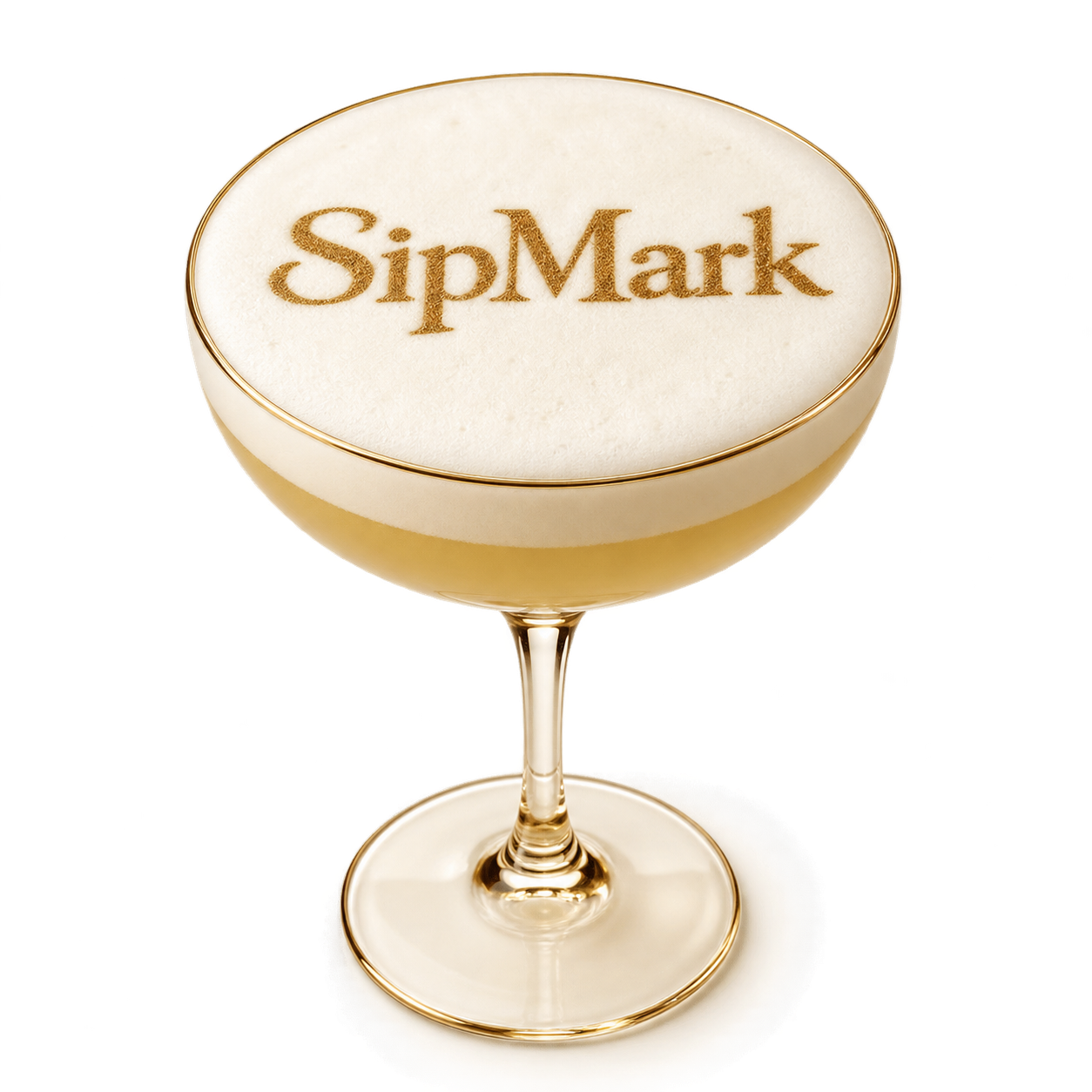 SipMark logo printed on the foam of a cocktail